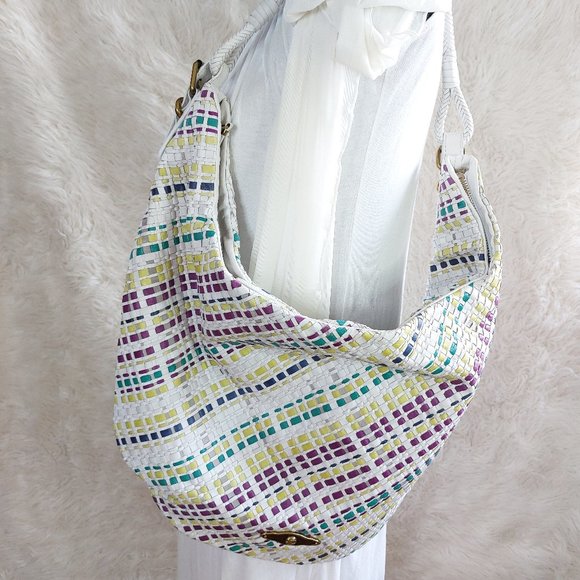 Elliott Lucca Women's Multi-Colour Weaving Leather Satchel Shoulder Bag - Picture 1 of 12